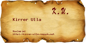 Kirrer Ulla névjegykártya
